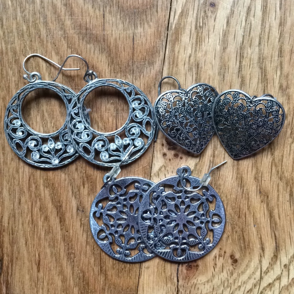 Lot 3 pairs silver earrings